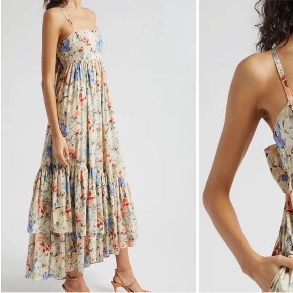 cinq a sept Dresses & Skirts - CINQ A SEPT
Painted Garden Hailey Tie-Back Ruffled
Midi Empire Dress 12